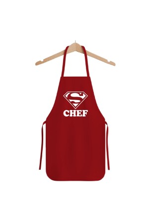 Printed Kitchen Apron Red Super Chef Apron Cook Uniform First Quality Alpaca Fabric YNK-apron-10 - bonecim