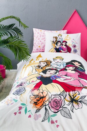 Prinzessin Rose Single Disney lizenziertes elastisches Spannbettlaken-Kinderbettbezug-Set EVTEKSTILI-525797 - Özdilek