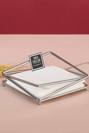 Prism Model Silver Stainless Filled Iron Napkin Holder Presentation Kitchen Tableware 18x18 - Mba Decor Metal Bending Art