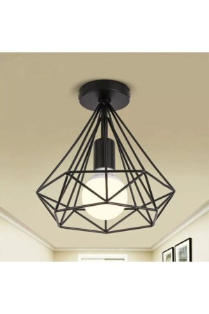 Prizma Siyah Rustik Tekli Avize 00015 - LİVORA LIGHTING