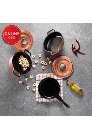 Pro Cast Mini Cast Iron Cookware Set 5 Pieces-rosegold 1S5737-20003-ROS01 - Schafer