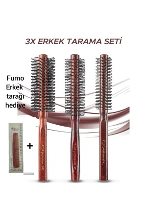 Professional 007 Serisi 007 Büyük- 007 Ufak- 007 Ince Fön Fırçaları Fumo Profesyonel Erkek Tarağı - Elsa