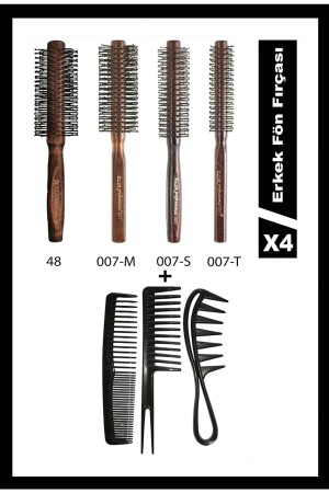 Professional 4-Piece Men's Combing Series Set + 3x Wax Comb - Elsa