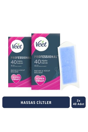 Professional Waxing Strips for Sensitive Skin Legs & Body Area Super Deal 80 Pieces (40X2) - Veet