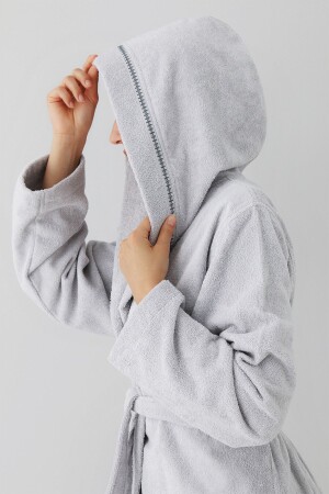 Profundo Robe Fog - Ekstra Yumuşak- Modern Ve Özel Tasarım %100 Pamuk Unisex Kapuşonlu Bornoz - Cottonmania