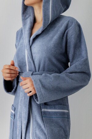 Profundo Robe Sky - Extra Soft - Modern and Special Design 100% Cotton Unisex Hooded Bathrobe - Cottonmania
