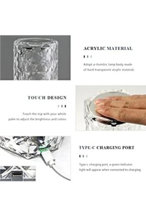 Projection Table Lamp Crystal Diamond Led Touch Sensor Usb Charge - Pasifik Home