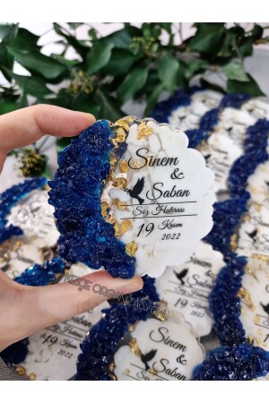 Promise Engagement Wedding Gift Epoxy Magnet with Stone Edges (30 Pieces) - Kızçe Organizasyon