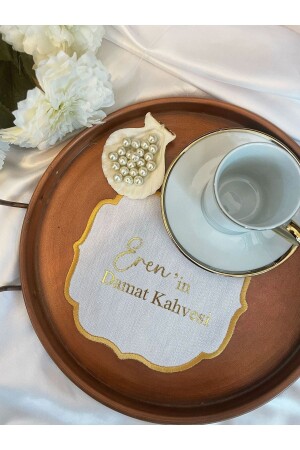 Promise Handkerchief for Promise & Engagement Tray Personalized Gold Handkerchief with Embroidered Edges - Renna