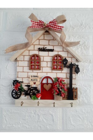 Psacraft Gift Dowry Holder Stone Patterned Wooden 23 X 25 MDF Keychain Hanger with Ribbon - El Yapimi
