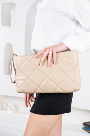 Pu Leather Women's Portfolio Clutch Bag, Wrist Strap Hand Bag Geometric Pattern LARISSADK - dk leather