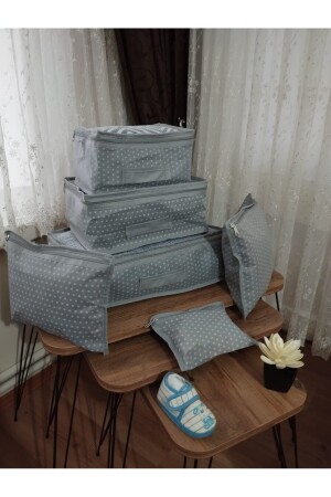 (MNZ-Polka Dot Pattern) حقيبة الأمومة للطفل 6 قطع منظمة - Özlem Toys