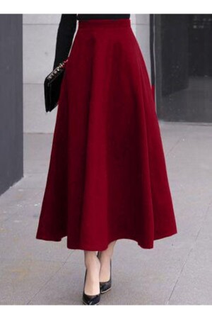 PUF SCUBA KLOŞ ETEK Bordo - Cng Moda