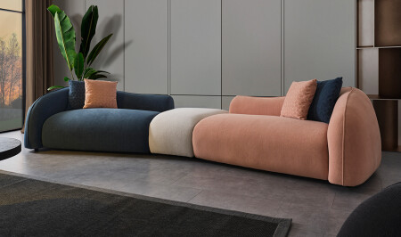 Puffy Pouf Four-Seat Sofa - Cadde Yıldız