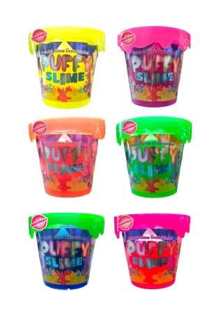 Puffy Slime New Trend Slime - 6 Pieces Fluffy Slime Neon Colored 120 Gr Slime - Turkafone