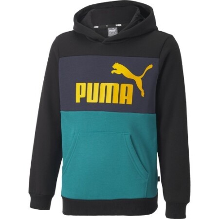 Puma Gençler İçin Sweatshirt Ess Blok Desenli Kapüşonlu Siyah Yeşil Mavi 849081 27 - Puma