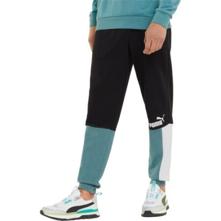 Puma Herrenhose Ess+ Block Jogginghose Schwarz Weiß Mint 848007 50 - Puma
