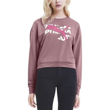 Puma Kadın Modern Spor Bisiklet Yaka Kurbağa Eldiveni Koyu Pembe Sweatshirt - Puma