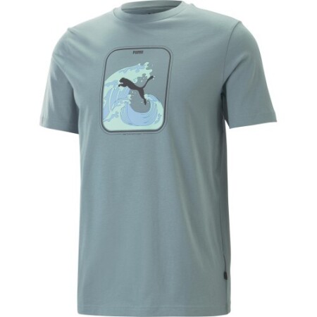 Puma Men's Cotton T-Shirt Graphics Wave Tee Green 674483 84 - Puma