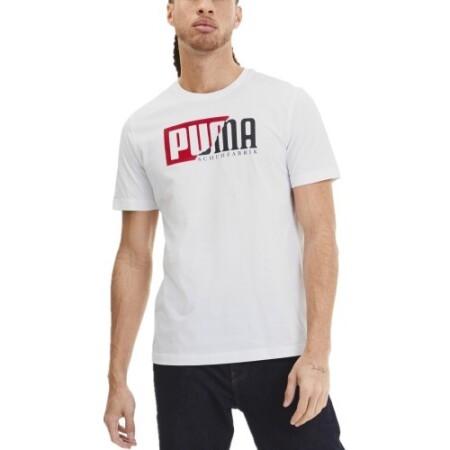 Puma Tişörtü, Kadife Baskılı Grafik Tişört, Beyaz - Puma