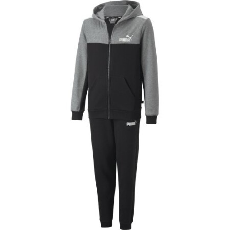 Puma Tracksuit for Teens Ess+ Block Hooded Black Grey 670116 03 - Puma