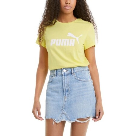 Puma Women's Ess Logo Tee Yellow - Puma