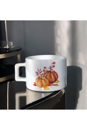 Pumpkin Design Printed White Tea-Coffee Cup he-ç-438 - Hediyexpres