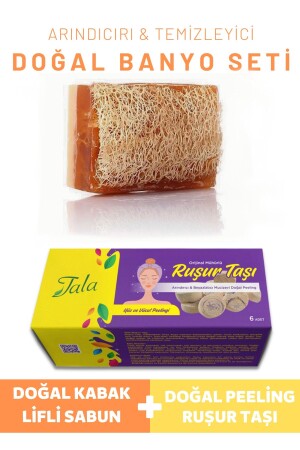 Pumpkin Fiber Soap & Rushur Stone 6 Pieces Natural Bath Set Purifying Cleanser - Tala