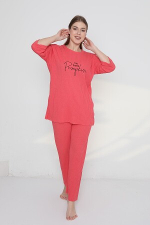Pumpkin Yazılı Kaşkorse Büyük Beden Kadın Pijama Takımı - Fames Pijama