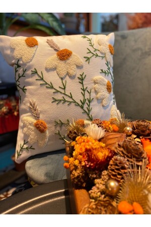Punch Embroidered Decorative Design Pillow Case Linen Punch Throw Pillow Case - Alafloral