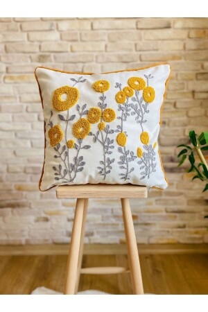Punch Embroidered Single Decorative Daisy Design Throw Pillow Cover (punch) - Swita