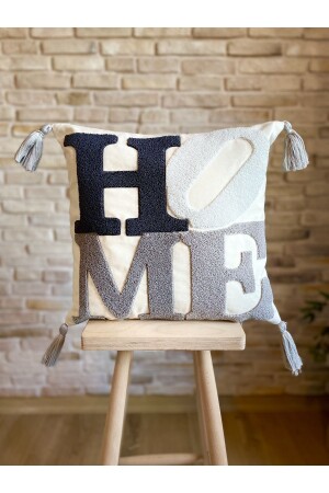 Punch Embroidered Single Decorative Special Design Gray Throw Pillow Cover (punch) - Swita
