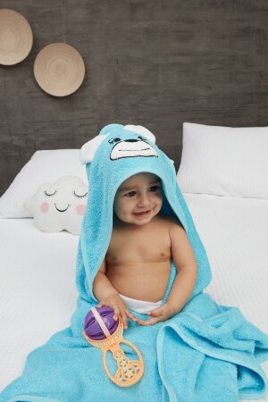 Pupy Bear Baby-Badetuch mit Kapuze, Türkis, 100 x 100 cm, 152-23-001 - Mislina Home