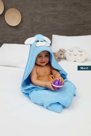 Pupy Bear Hooded Baby Bath Towel Blue 100x100 Cm 152-23-001 - Mislina Home