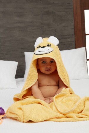 Pupy Bear Hooded Baby Bath Towel Yellow 100x100 Cm 152-23-001 - Mislina Home