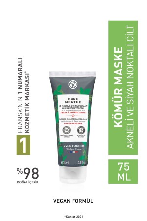 Pure Menthe Charcoal Mask for Combination-Oily and Acne-Prone Skin-75 ml - Yves Rocher