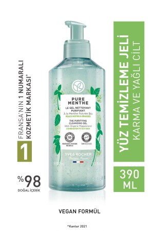 Pure Menthe Prebiotic Gesichtswaschgel für Mischhaut und fettige Haut – 390 ml - Yves Rocher