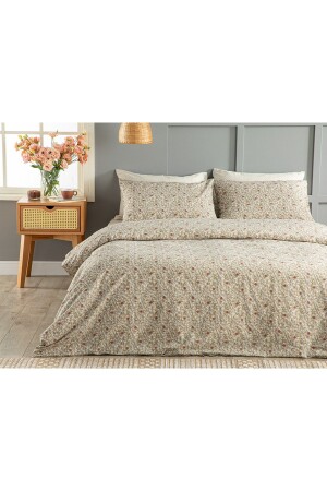 Pure Poppy Easy Iron Double Duvet Cover Set 200x220 Cm Beige 10036858 - English Home