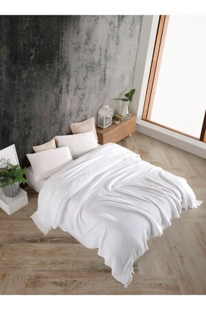 Pure White 4 Layer Multi Muslin 100% Cotton Double Bedspread 200x240cm BMB - 7300 - destinyhometex