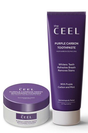Purple Activated Carbon Teeth Whitening Set (Purple Carbon Toothpaste 75 Gr + Purple Carbon Tooth Powder 50 Gr) - The Ceel