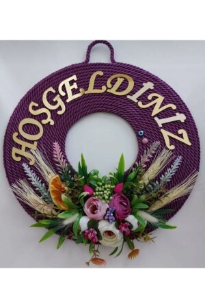 Purple Flower Ornament Door Ornament Wreath Home Gift Decor KS300515MOR - Yumak Dekor Grup