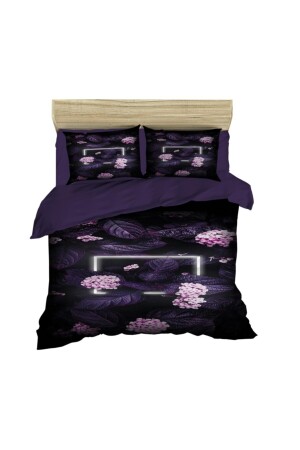 Purple Leaves 3-d Dijital Nevresim Takımı DGY9 - Fabeteks