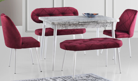 Purple Quilted Dining Table Set - Cadde Yıldız