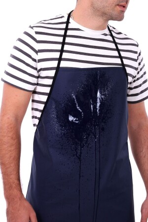 PVC Apron Navy Blue Kitchen Cook Dishwasher Housekeeper Work Kitchen Apron Hanging Apron Waterproof - Umut Tekstil