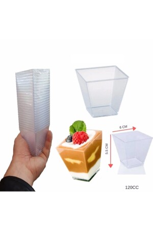 PVC Prism Mini Mica Plastic Square Container Cube Presentation Bowl 120 Cc 25 Pieces - 14Süs