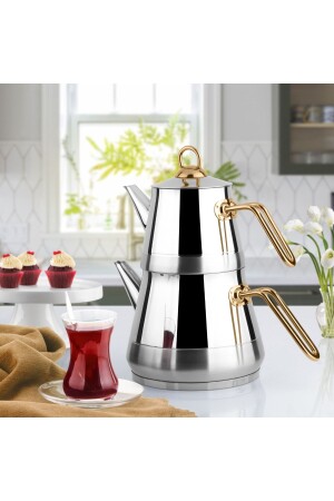 Pyramid Gold Metallgriff Edelstahl Teekanne Minigröße – Teekanne 0,60 l Krug 1,50 l TYC00572065844 - Lines