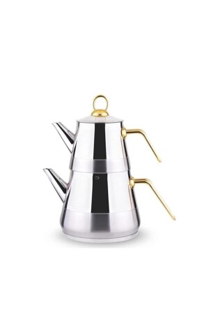Pyramid Gold Metallgriff Edelstahl Teekanne mittlerer Größe – Teekanne 1 Liter Krug 2 Liter Linp002 - Lines