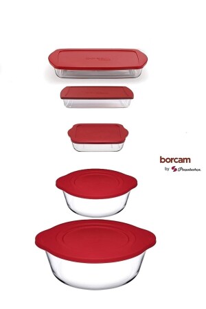 Pyrex Glass with Lid 5 Pieces Dowry Set 59001-59123-59006-59124-59854 5 pieces pyrex pyrex with lid kborcam1 - Paşabahçe