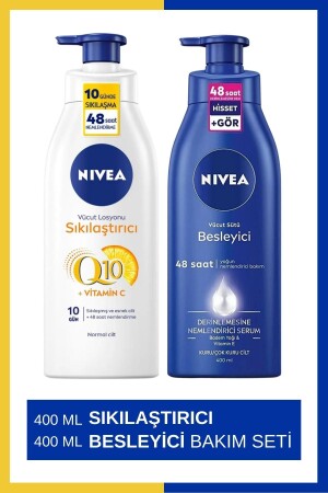 Q10 Firming Body Lotion 400ml & Nourishing Body Milk 400ml - Nivea