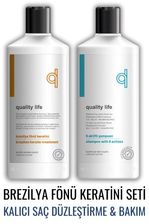 Ql Brazilian Blow Dry Keratin Set (SALT-FREE SHAMPOO BRAZILIAN KERATIN) Permanent Hair Straightening Care - Quality Life